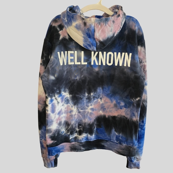 Well Known Studios Houston Hoody Men's Size Large Blue Black Tie Dye Streetwear